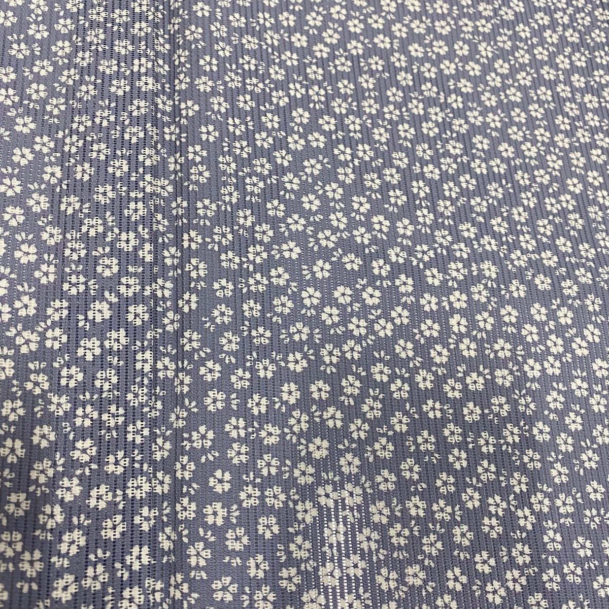 小紋 身丈154.5cm 裄丈63.5cm S 薄物 縦絽 伊と幸 桜 青灰色 正絹 美品  