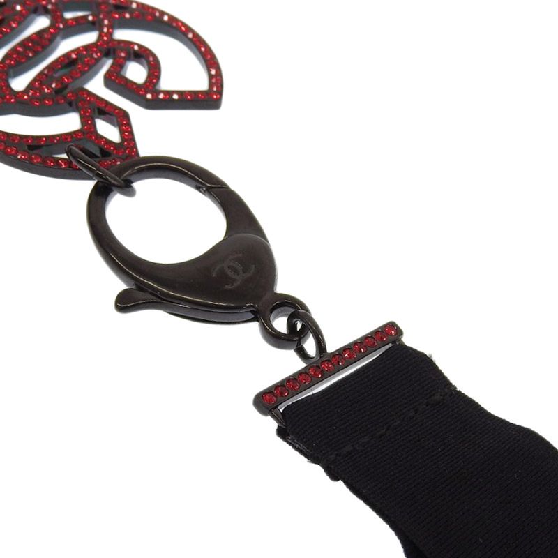 シャネル　ラインストーン付き　ネックストラップ　CHANEL シャネル CHANEL ネックストラップ ココマーク ラインストーン