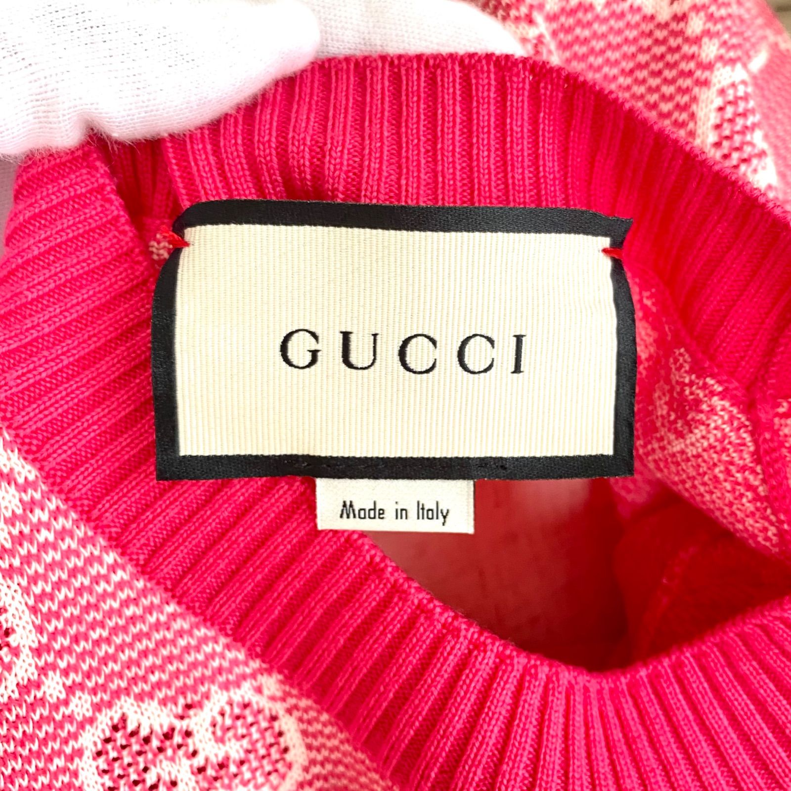 グッチ GG コットンウール ピケニットワンピース XXS レディース ピンク