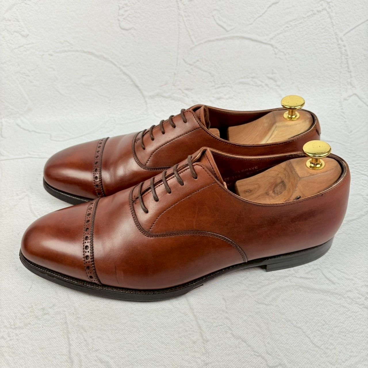 Crockett&Jones クォーターブローグ 26.5-27cm ブラウン 良品】Crockett&Jones クロケットアンドジョーンズ BELGRAVE
