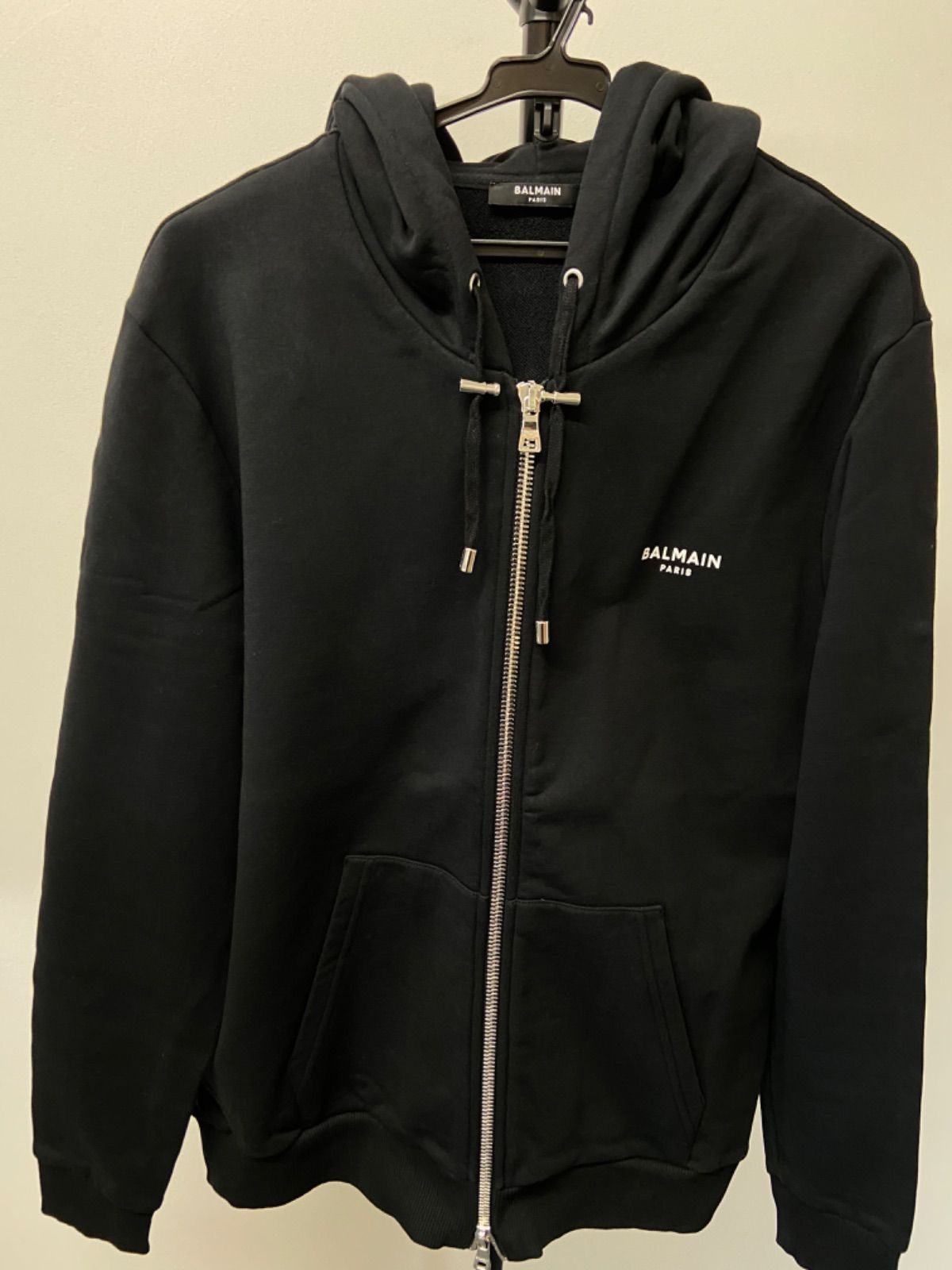 BALMAIN バルマン ジップアップパーカー ブラック 黒 メンズ Lサイズ