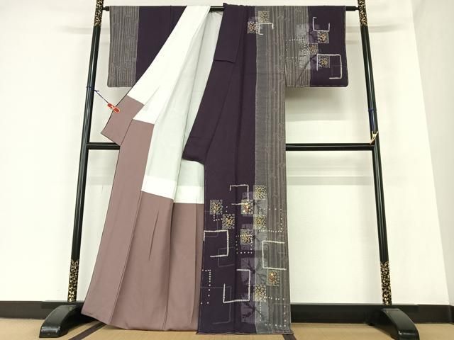 平和屋着物○訪問着 駒刺繍 絞り 色紙草花文 暈し染め 金彩 正絹