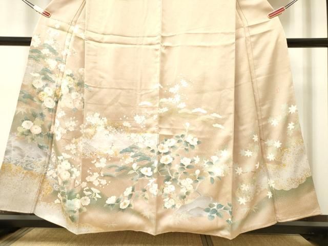 平和屋着物○訪問着 駒刺繍 花唐草文 金彩 正絹 逸品 CAAR1272hy