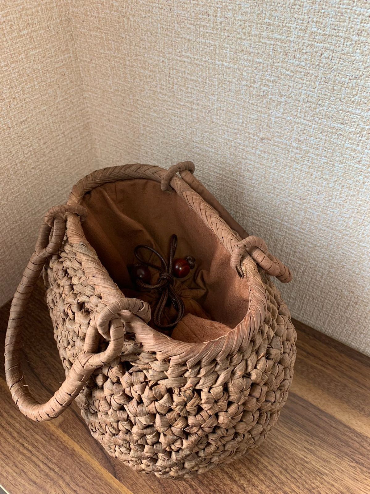 国産山葡萄 山葡萄籠バッグ 細ひご網代編み 一番皮 内布あり Lサイズ