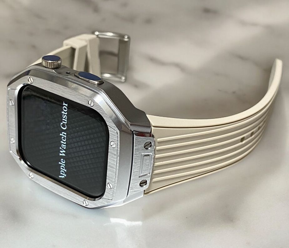 Apple Watchラバーバンドカバーメタルケースアップルウォッチカスタム ステンレス メンズ レディース スポーツ ネジ不要12