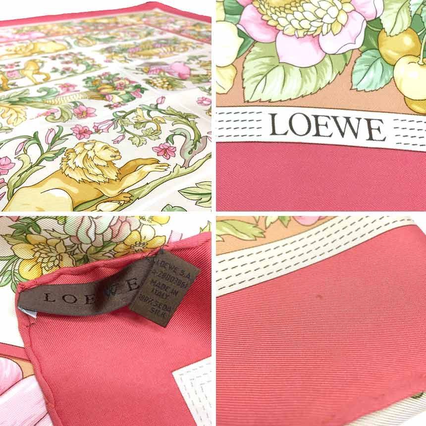 LOEWE ロエベ スカーフ カレ フラワー 花柄 シルク ピンク