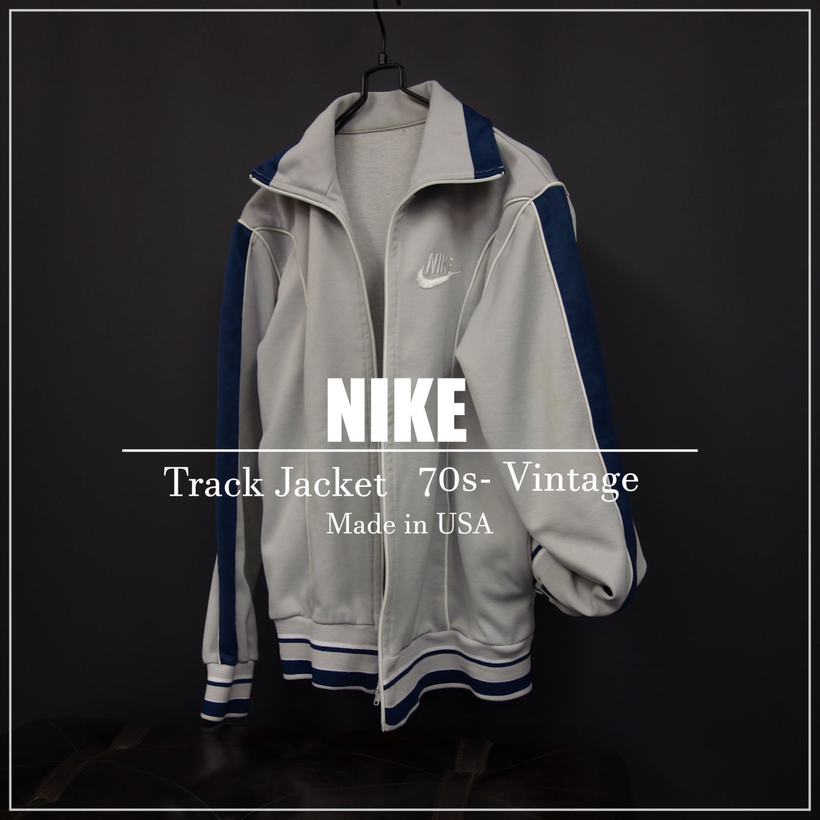 70s～ Vintage US古着☆NIKE ナイキ トラックジャケット オレンジタグ USA製 グレー ネイビー 70's 70年代 人気アイテム