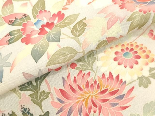 平和屋着物●本加賀友禅作家　押田正義　訪問着　草花文　暈し染め　正絹　逸品　DAAV8663tw 平和屋着物○本加賀友禅作家 押田正義 訪問着 草花文 暈し染め 正絹