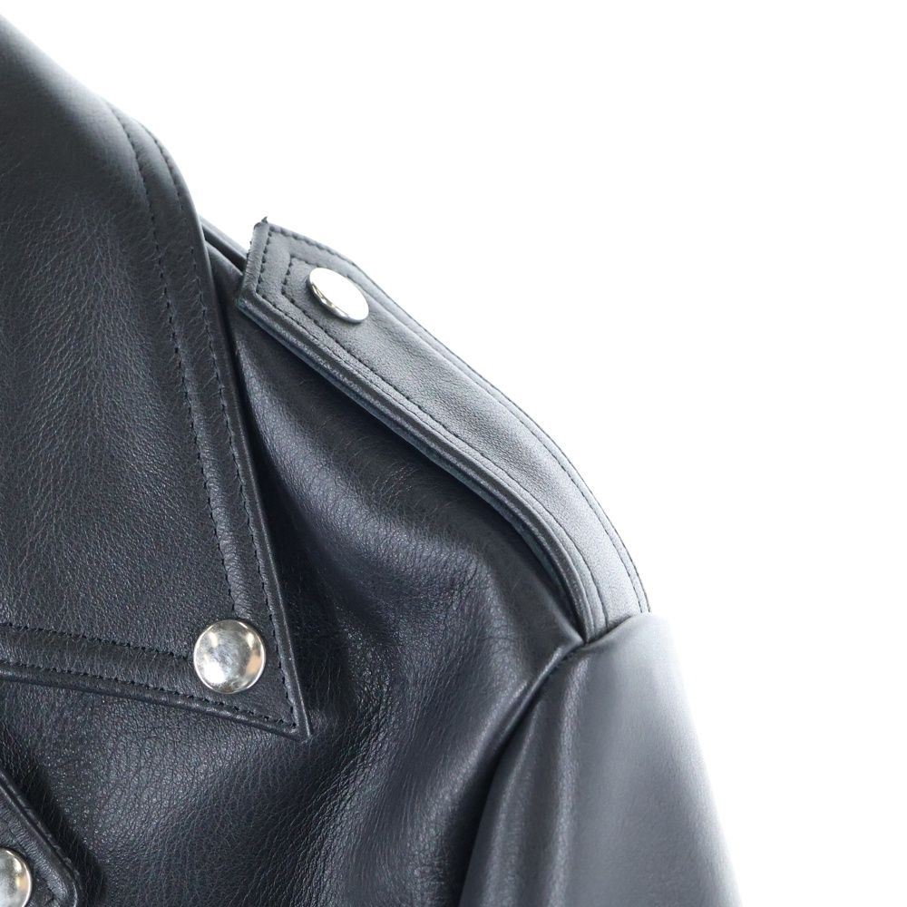 カラー 666 LEATHER WEAR トリプルシックスレザーウェア タイトフィット フロントベルト ライダースジャケット ブラック LJM-10TF 最低の価格！