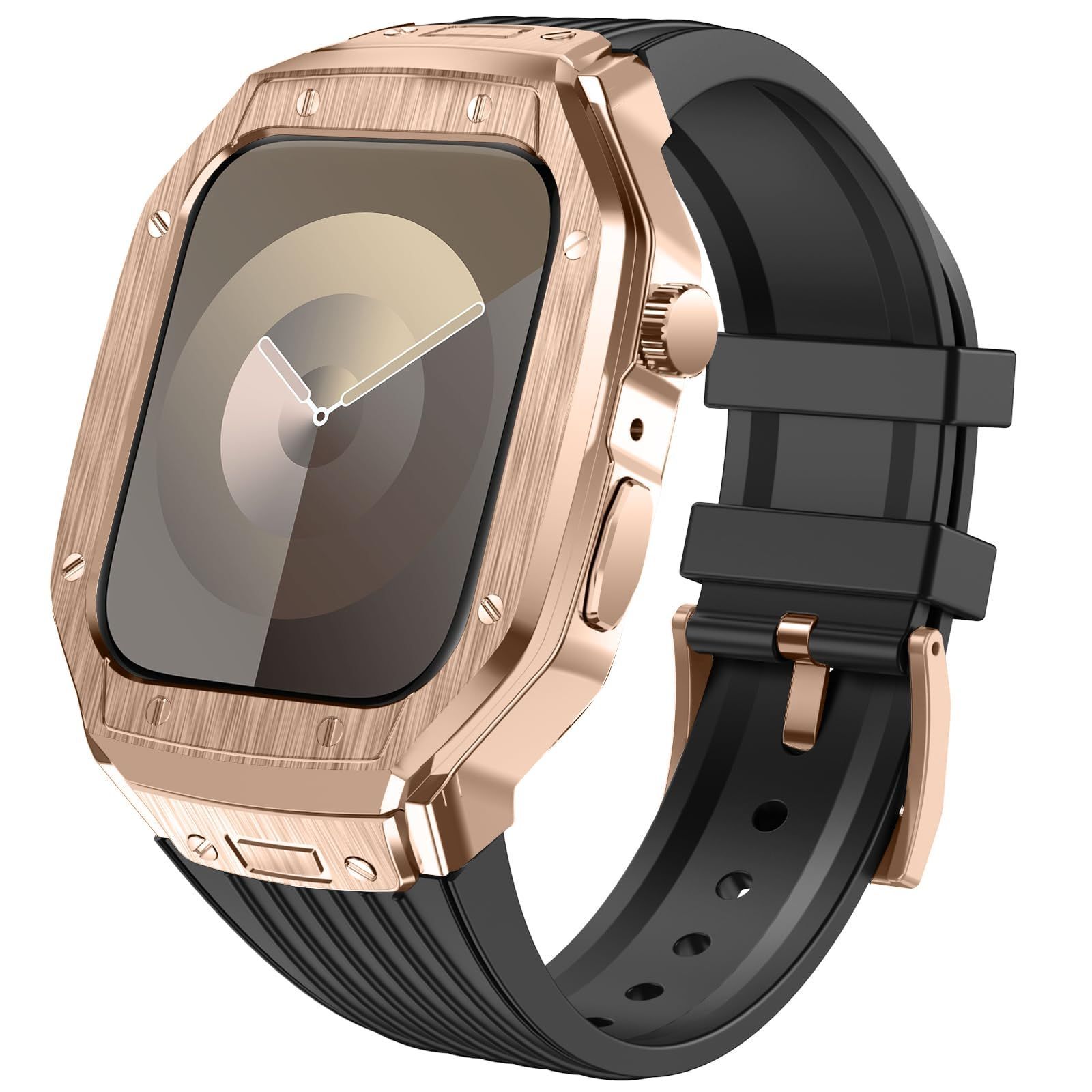 apple watch 一体型バンド 45mm/44mm Apple Watch Watch Series 9/SE/8/7/6/5/4対応 Apple メンズ かっこいい バンドとケースと背面ケースの3in1一体型デザイン アップルウォッチ バンド for