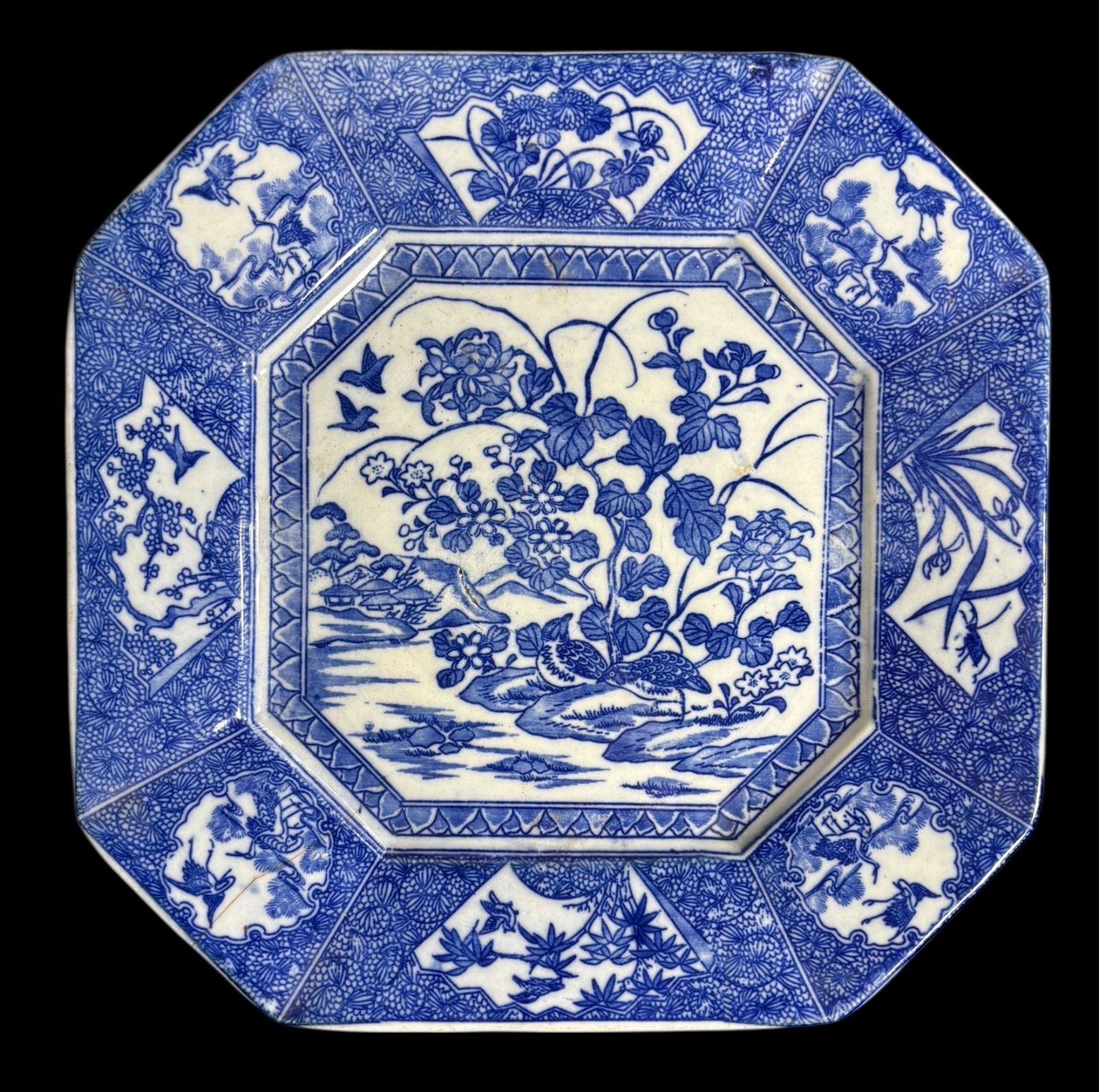 伊万里 八角皿 染付 松竹梅 骨董 アンティーク 【公式通販】