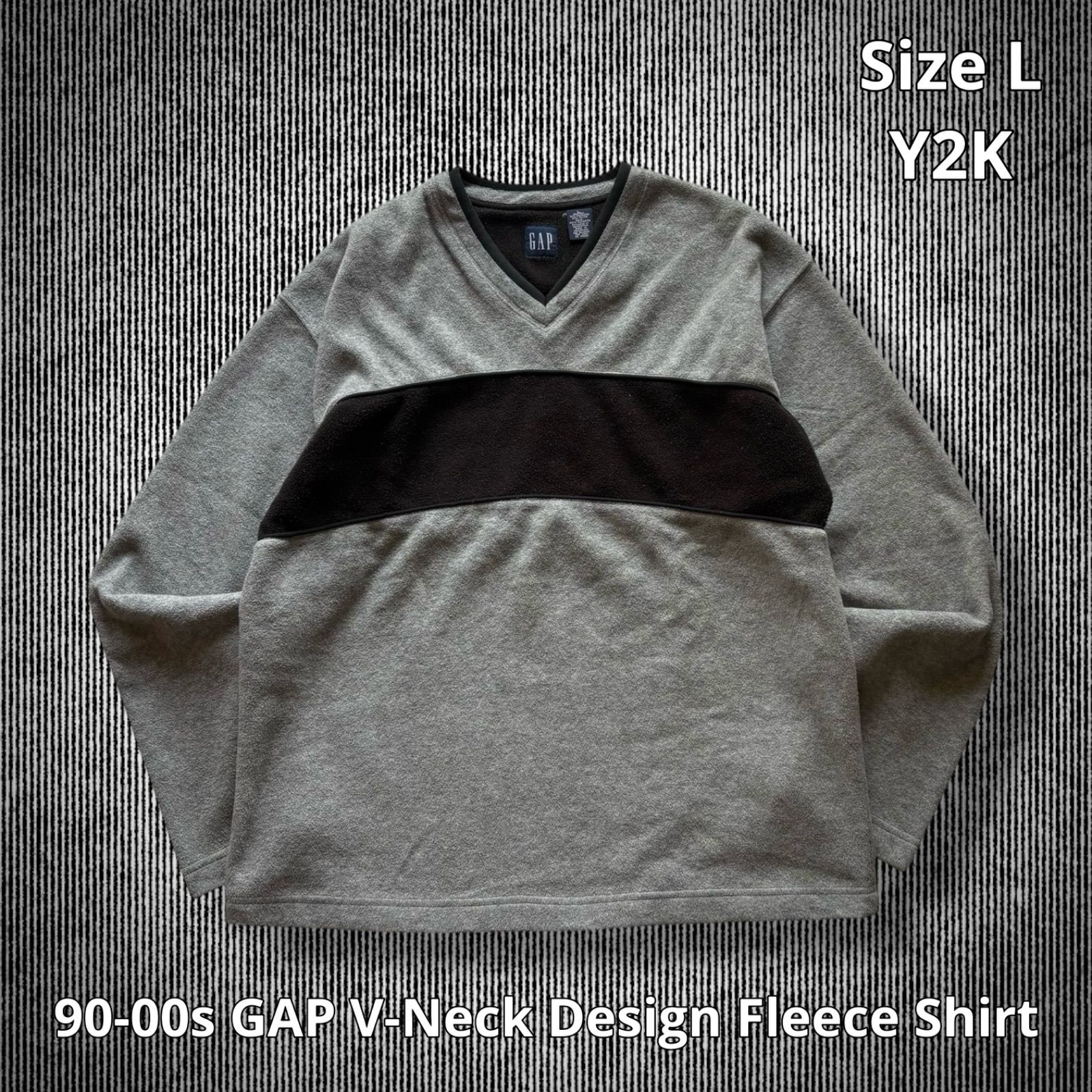 90-00s GAP V-Neck Design Fleece Shirt ギャップ Vネックデザイン 