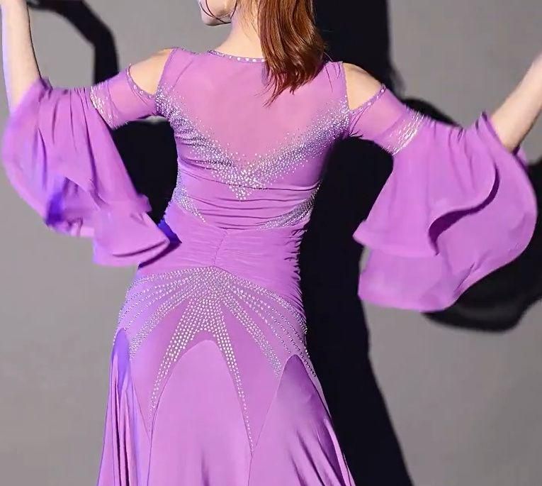 社交ダンスドレス ラテンドレス 競技 デモ用 ルンバフレア袖 オーダー