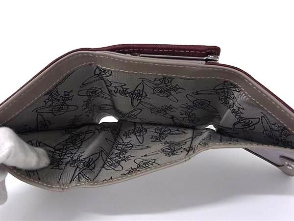 美品 ヴィヴィアン 三つ折り財布 がま口 レザー オーブ ウォレット ボルドー ヴィヴィアン 三つ折り財布 がま口 レザー オーブ ウォレット