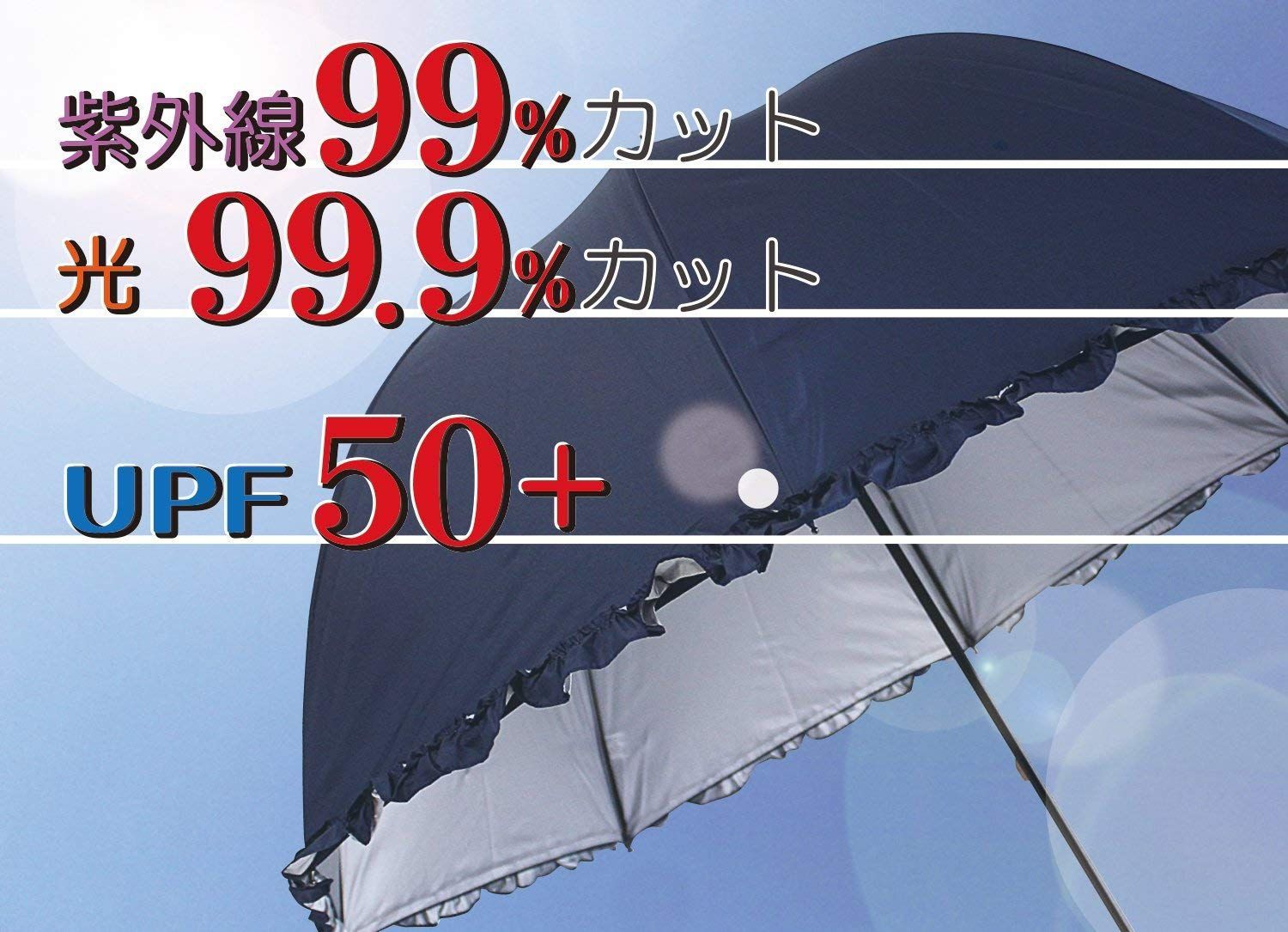 オカモト原宿店 晴雨兼用 日傘 フリル付 (紫外線遮蔽率99% 生地裏