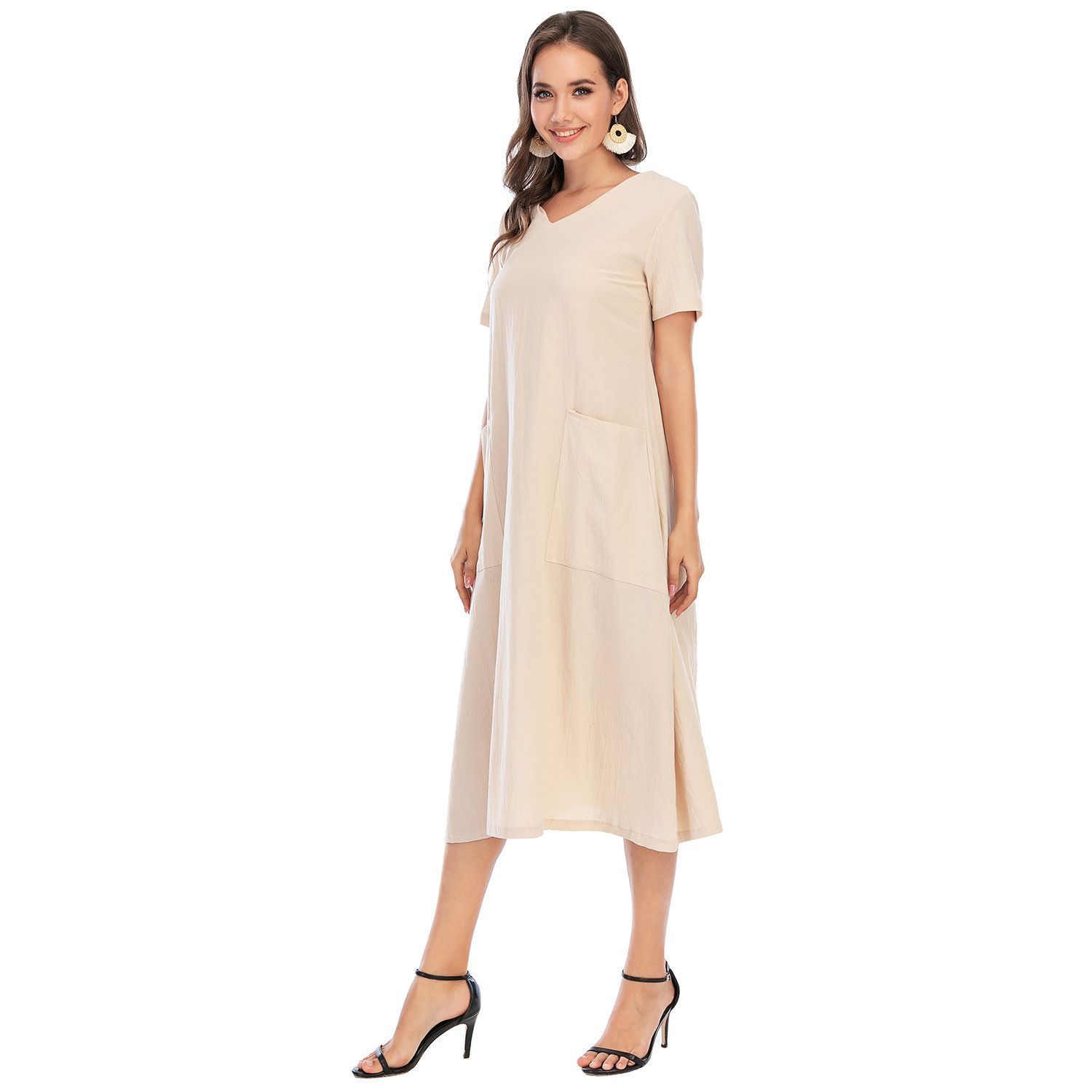 06T045☆ Leilian 綿100% 半袖 ロングワンピース 春夏 綺麗め ワンピース 夏 レディース ロングワンピース ワンピース ミモレ
