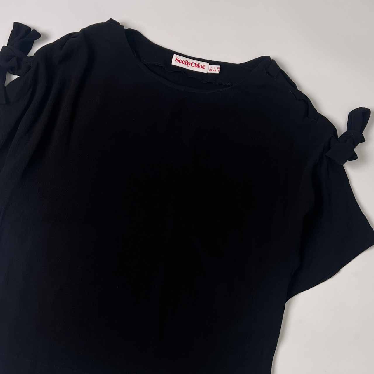 See By Chloe シーバイクロエ 肩リボン ちりめん レーヨン 半袖シャツ