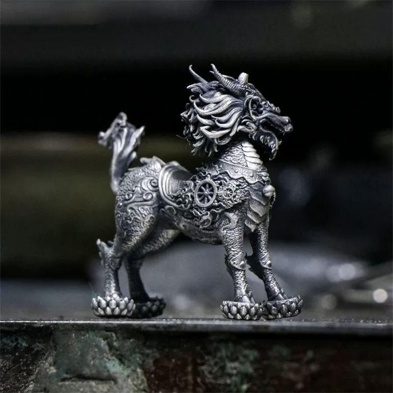 銅 細工 火麒麟 茶寵 書卓 装飾品 工芸品 置物 銅 細工 火