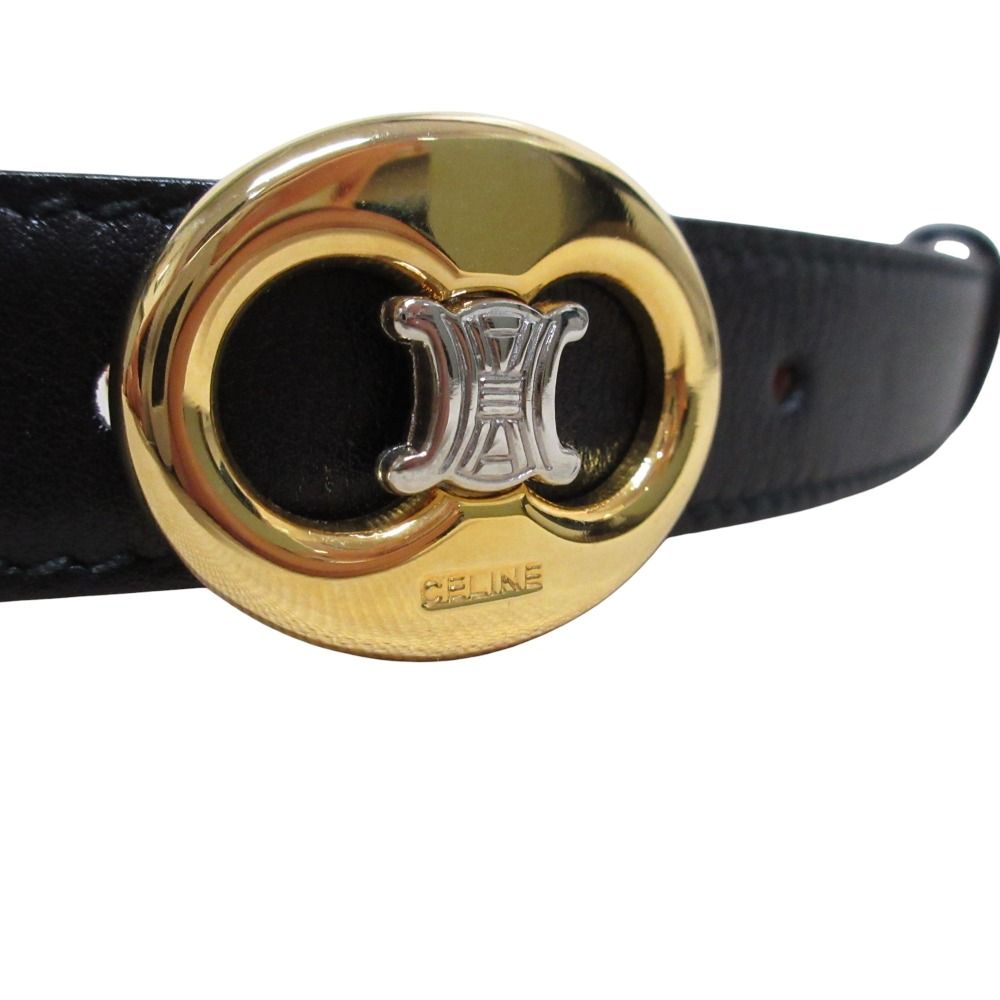 美品 CELINE セリーヌ ヴィンテージ ゴールドバックル レザー ナロー  