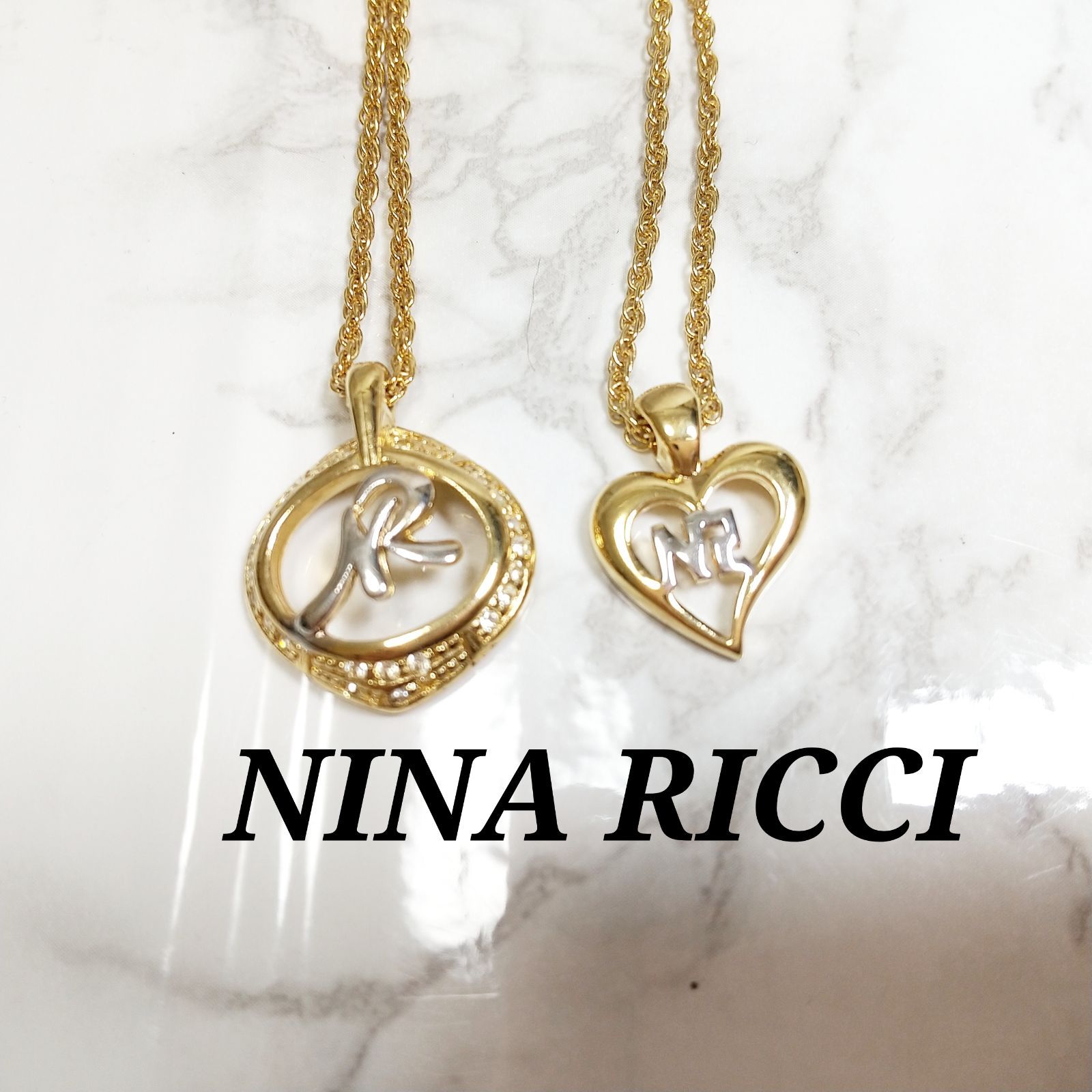 美品　ニナリッチ　NINA RICCI　ネックレス　２点セット　ハート　サークル　ゴールド　未使用あり