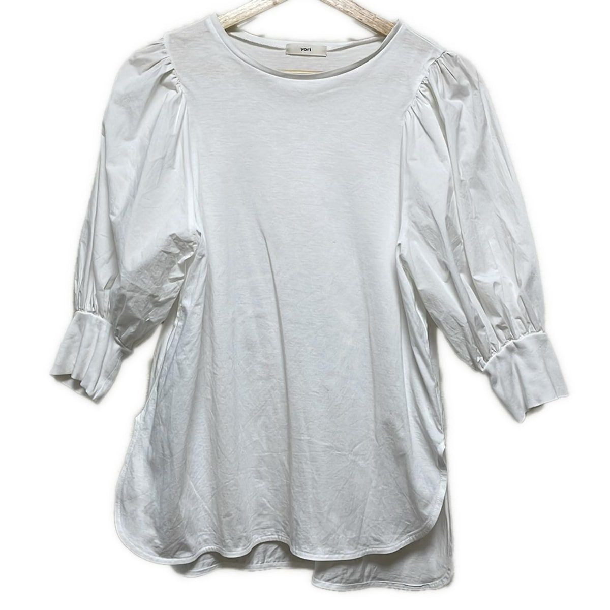 yori ヨリ 七分袖カットソー サイズF レディース - 白 クルーネック