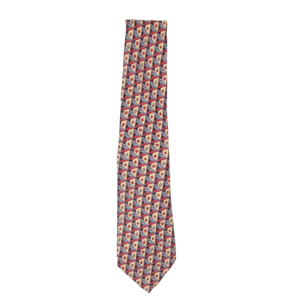 GUCCI グッチ トランプ柄 シルク ネクタイ レッド系【中古】