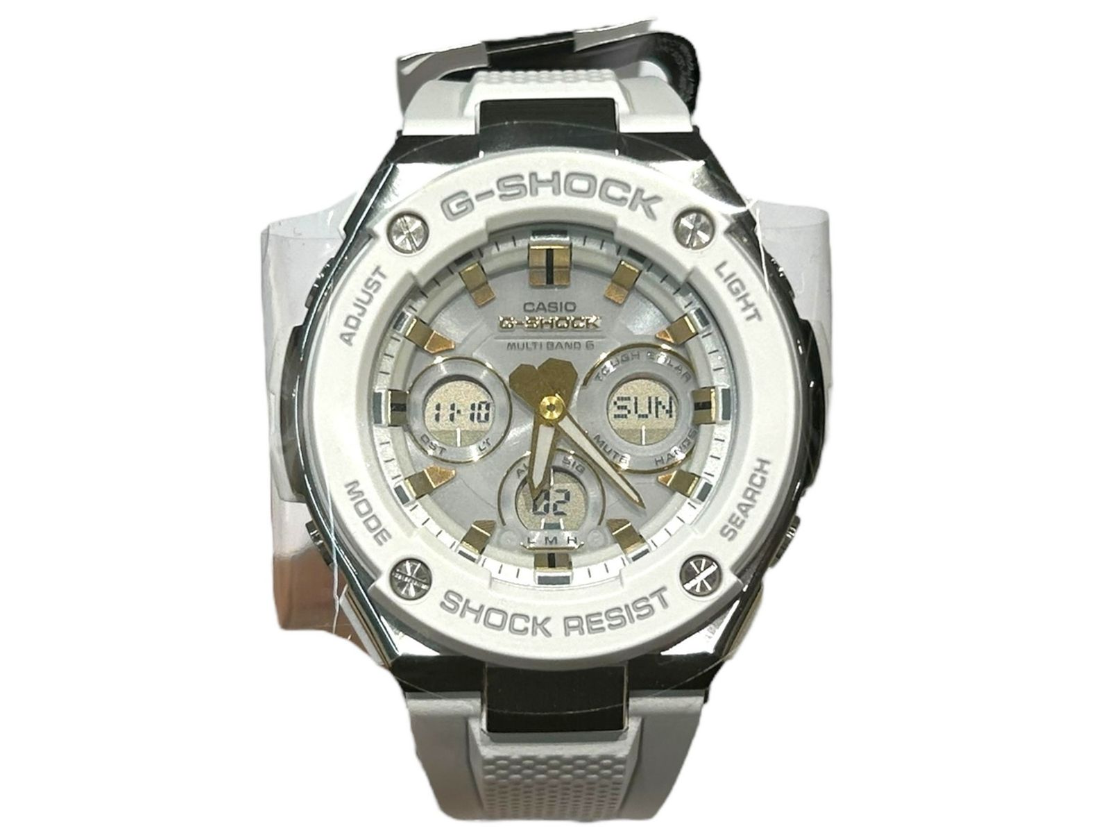 CASIO (カシオ) G-SHOCK Gショック G-STEEL Gスチール デジアナ腕時計 電波ソーラー GST-W300-7AJF ホワイト ゴールド メンズ/043