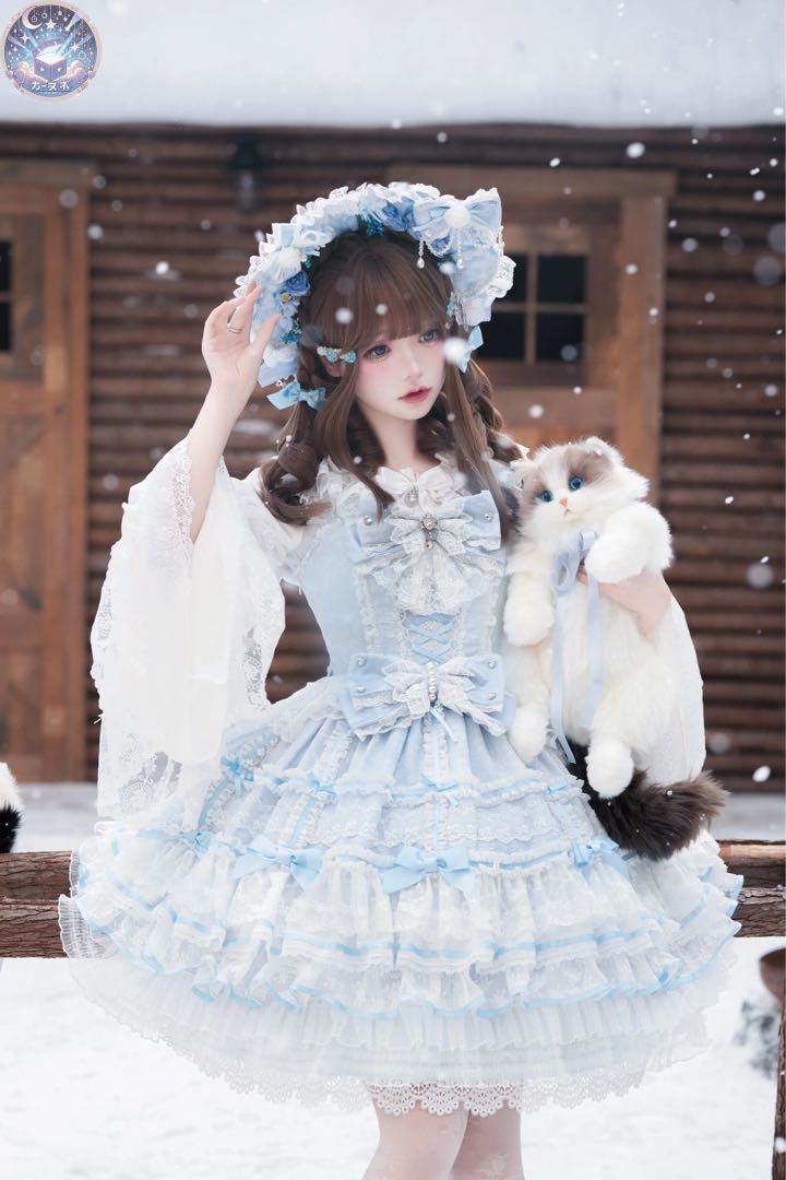 ♥ Praying Star ロリィタドレス5点フルセット サックスブルー 甘ロリ
