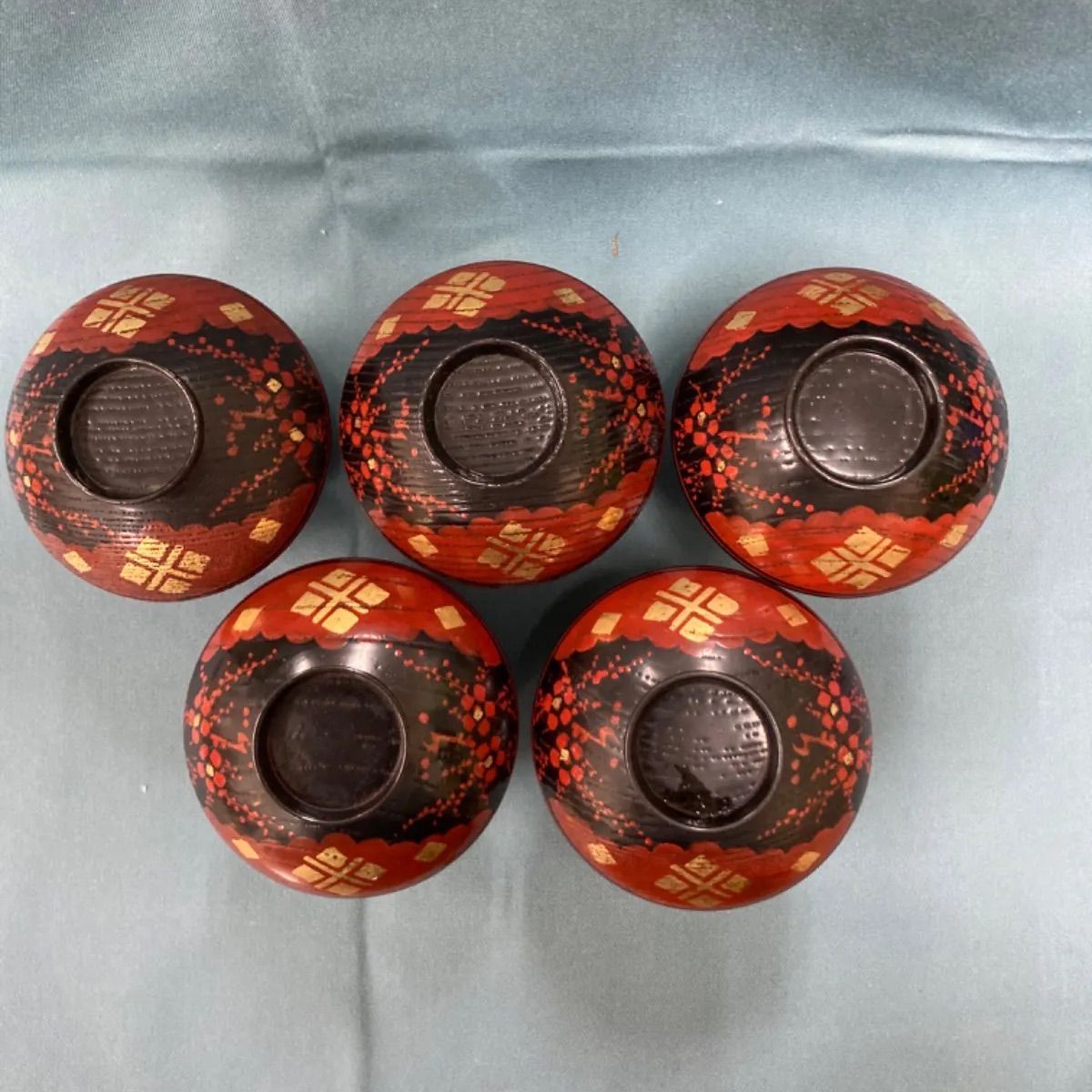 未使用】懐石道具 漆塗 箸洗い 小吸物 5客セット 小吸物椀（