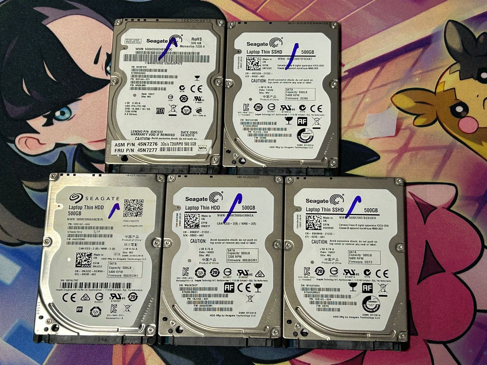 LOT OF 5 SEAGATE LAPTOP 500GB SATA III 2.5