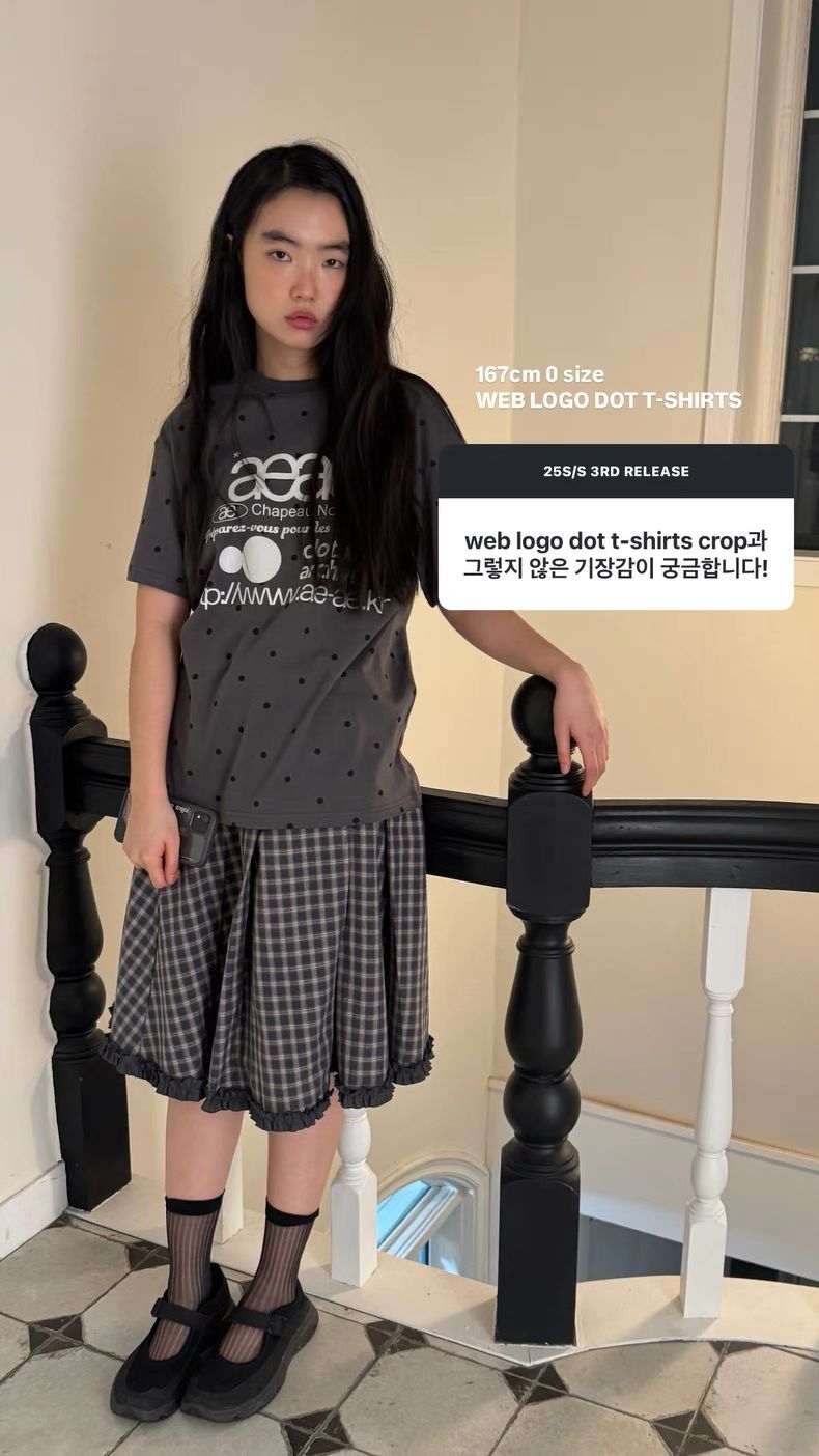 AEAE★韓国★人気 WEB LOGO DOT T-SHIRTS 半袖Tシャツ ロゴ 水玉 AEAE☆韓国☆人気☆WEB LOGO DOT CROP T-SHIRTS 半袖 ロゴ 水玉