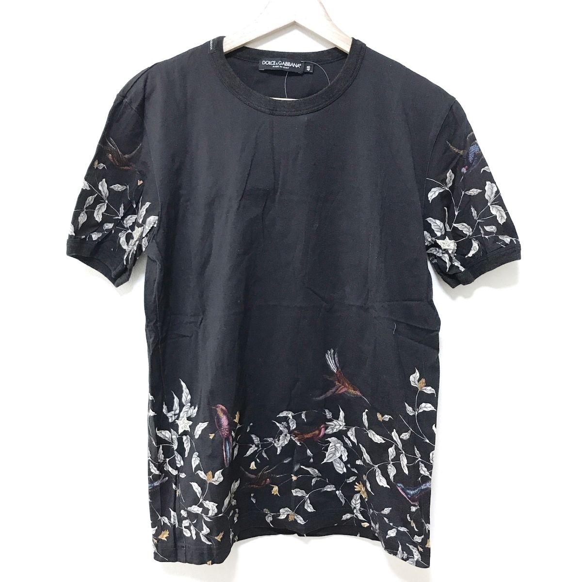 DOLCE&GABBANA(ドルチェアンドガッバーナ) 半袖Tシャツ サイズ48 M メンズ - 黒×グレー×マルチ クルーネック/鳥 - メルカリ