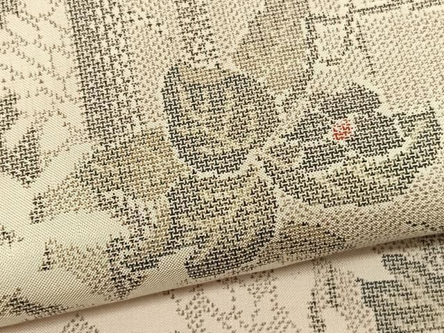 平和屋着物○本場大島紬 白大島 草花間道 やまと誂製 正絹 逸品 未使用  