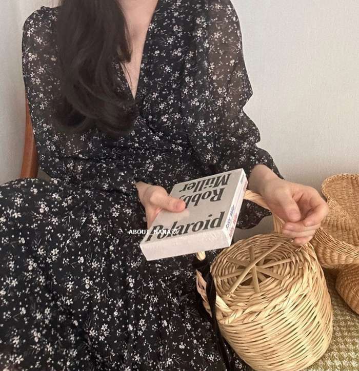 春夏 おしゃれ 上品 長袖 ワンピース ワンピース 春 夏 レディース 花柄 長袖 Vネック ボリューム袖