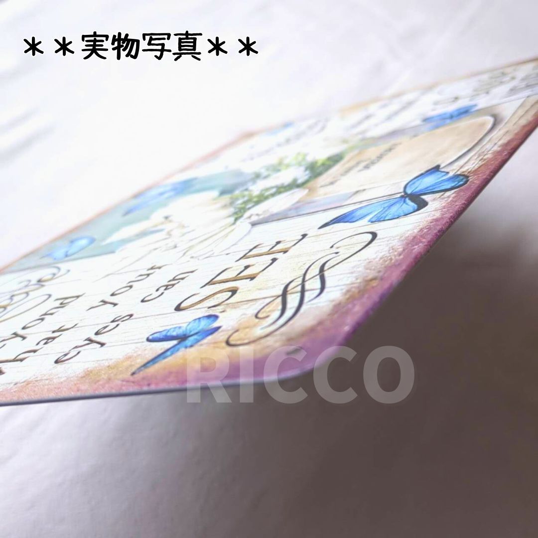 ブリキ看板 F002(2) 花 蝶々 蝶 チューリップ アゲハ蝶 植物