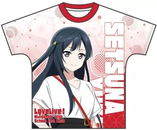 衣類　優木せつ菜(夏服) フルグラフィックTシャツ スカーレット 男性用Lサイズ 「ラブライブ!虹ヶ咲学園スクールアイドル同好会」 中古】衣類 優木せつ菜(夏服) フルグラフィックTシャツ