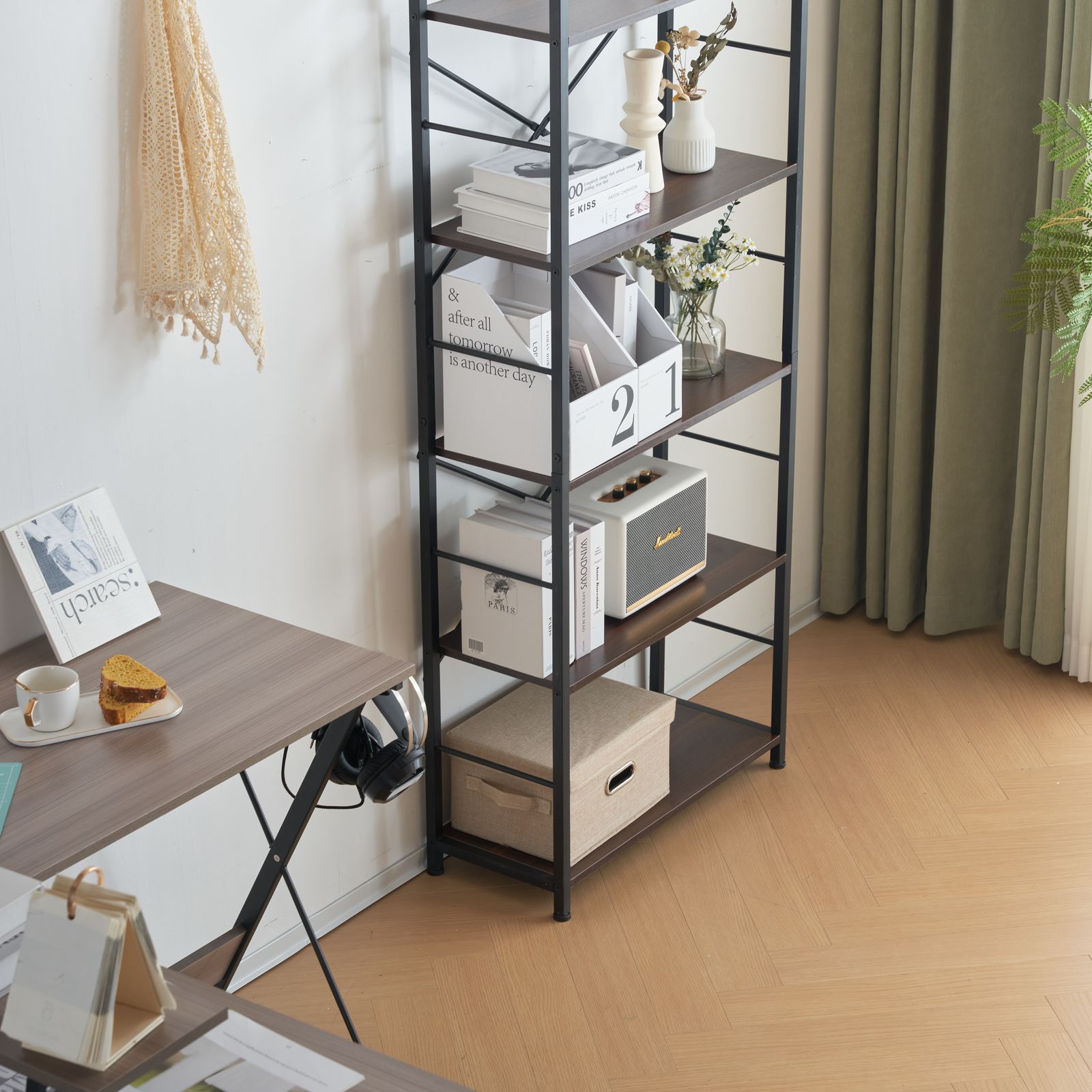 ブラウン 収納ラック 収納木製スリム キッチン本棚 食器棚 レンジ台