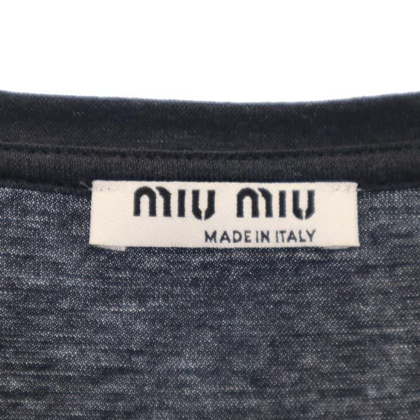 MIU MIU - ミュウミュウ イタリア製 半袖 フリル チュニック S ネイビー系 MIUMIU カットソー レディース MIU MIU - ミュウミュウ イタリア製 半袖 フリル チュニック S