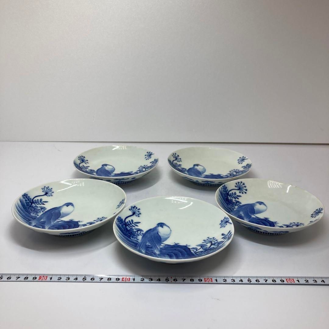 鍋島焼　染付鷹図5枚　16.4㎝　東①さ5-0402③ 鍋島焼 染付鷹図5枚 16.4㎝ 東①さ5-0402③ - メルカリ