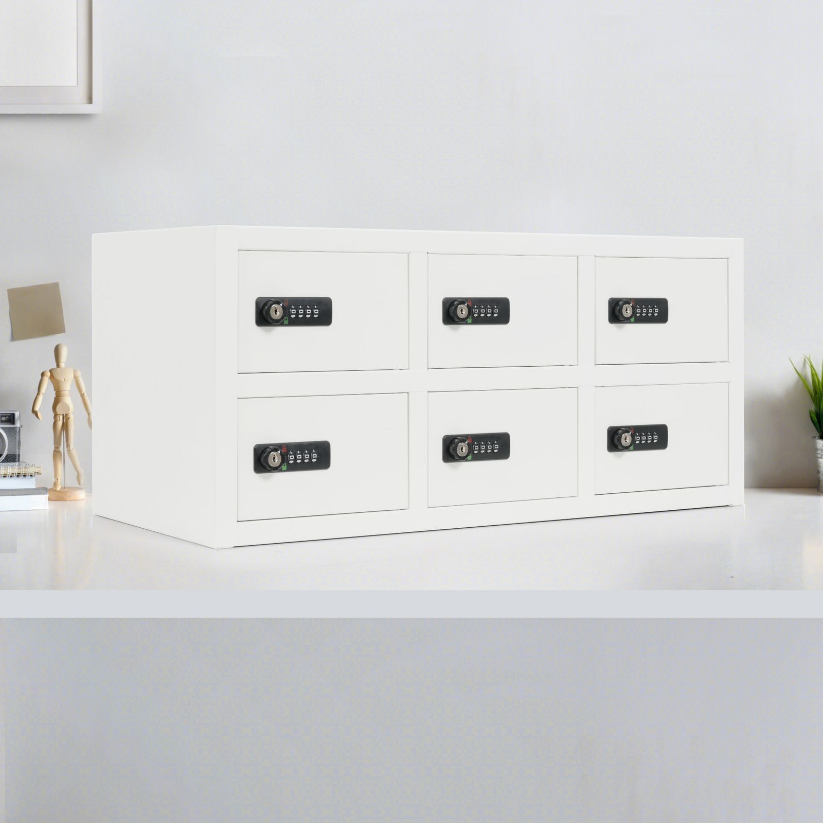 2個 セール中 品ロッカー 6人用 小型 品 金庫セキュリティキャビネット ダイヤル錠 完成品 小物収納 管理キー付き 防犯 品入れ オフィス 事務所 更衣室 学校 業務用 おしゃれ キャビネット スチール 日本語説明書付き