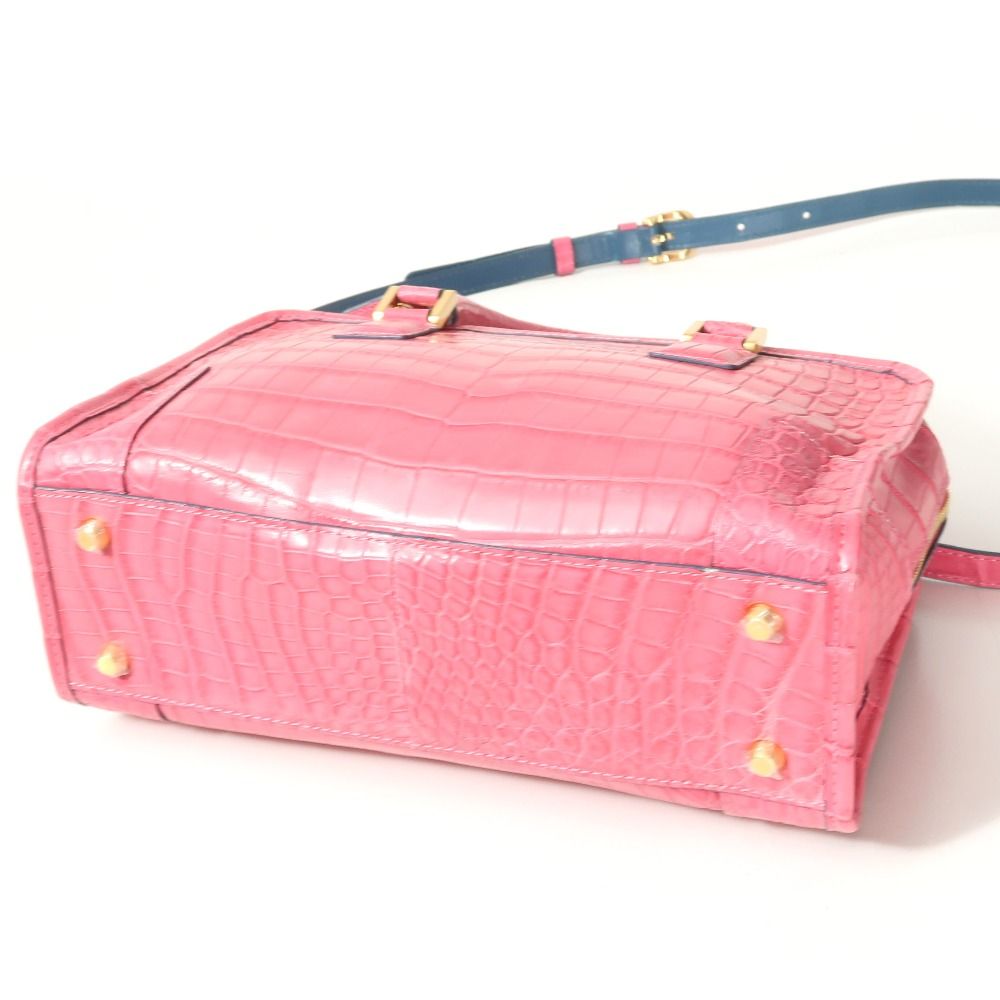 □美品□CROCODILE クロコダイル ハンドバッグ 2WAY マット