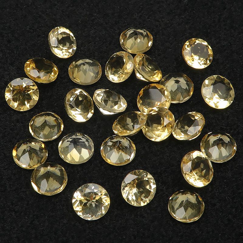 ブラジル産 シトリン コインファセットカット ルース 8mm【3コ販売