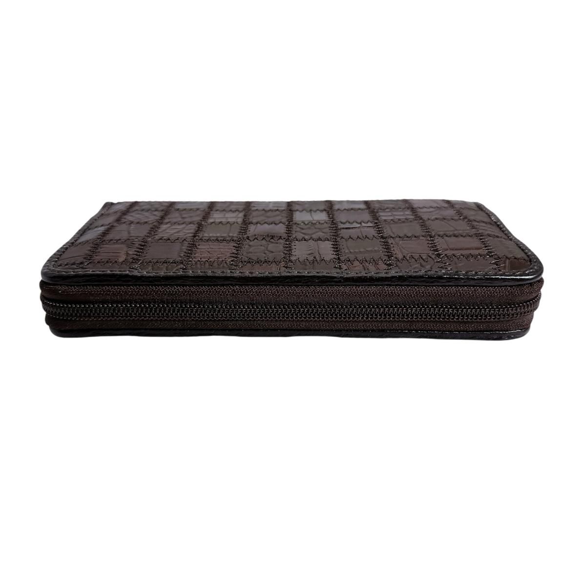 クロコダイル S-541 長財布 ブラウン  CROCODILE ワニ革 バッチワーク クロコダイル S-541 パッチワーク ラウンドファスナー長財布 ワニ革 長