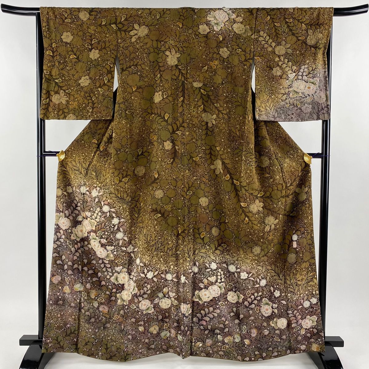 訪問着 身丈162.5cm 裄丈66.5cm M 袷 翠山工房 落款 辻ヶ花 ぼかし 茶色 正絹