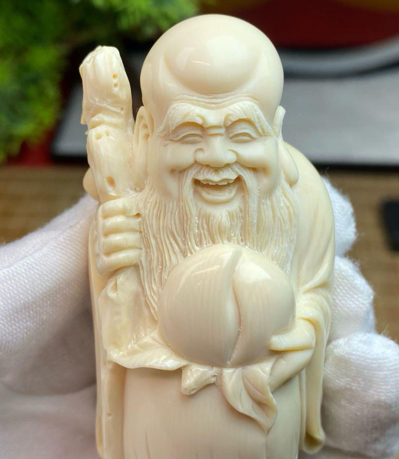 天然マンモス牙美しい手作り彫刻　1寿星公　置物 天然マンモス牙美しい手作り彫刻 1寿星公 置物 - メルカリ