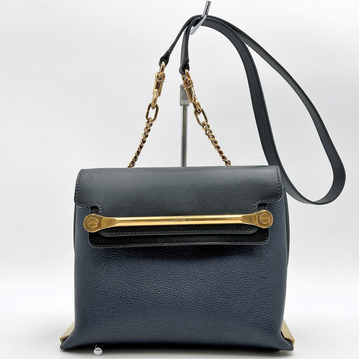 Chloe クロエ クレア ショルダーバッグ グリーン系 レザー×チェーン