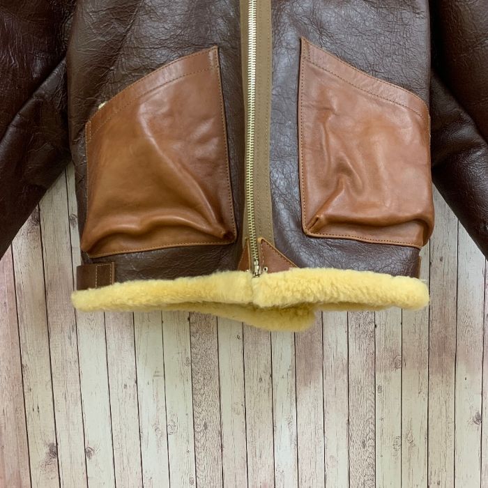 ザリアルマッコイズ THE REAL McCOY S D-1 94-3084-A 旧リアルマッコイズ 94年製 ムートンジャケット フライト レザー XL ブラウン 茶 KANDAIZUMI_COM