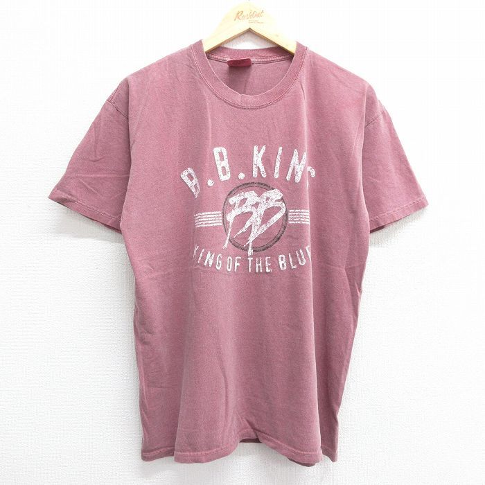 XL/古着 半袖 ビンテージ ロック バンド Tシャツ メンズ 00s BBキング コットン クルーネック エンジ系 霜降り 23jul04 中古