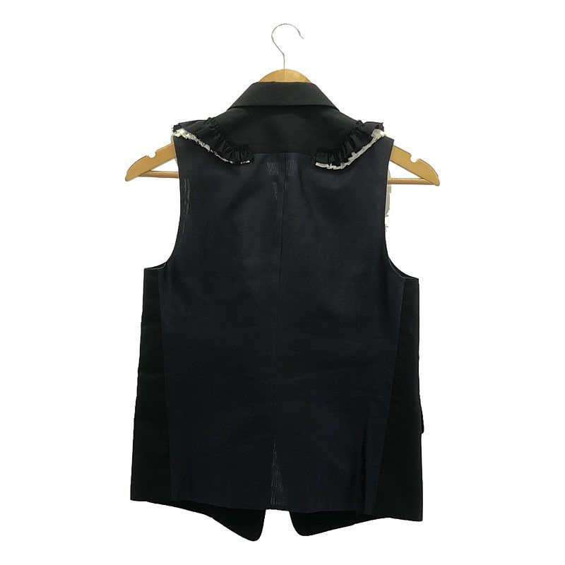 【美品】  JIL SANDER / ジルサンダー | ドッキング フリルショルダー ベスト | S | ネイビー | レディース 美品】 JIL SANDER / ジルサンダー | ドッキング フリルショルダー