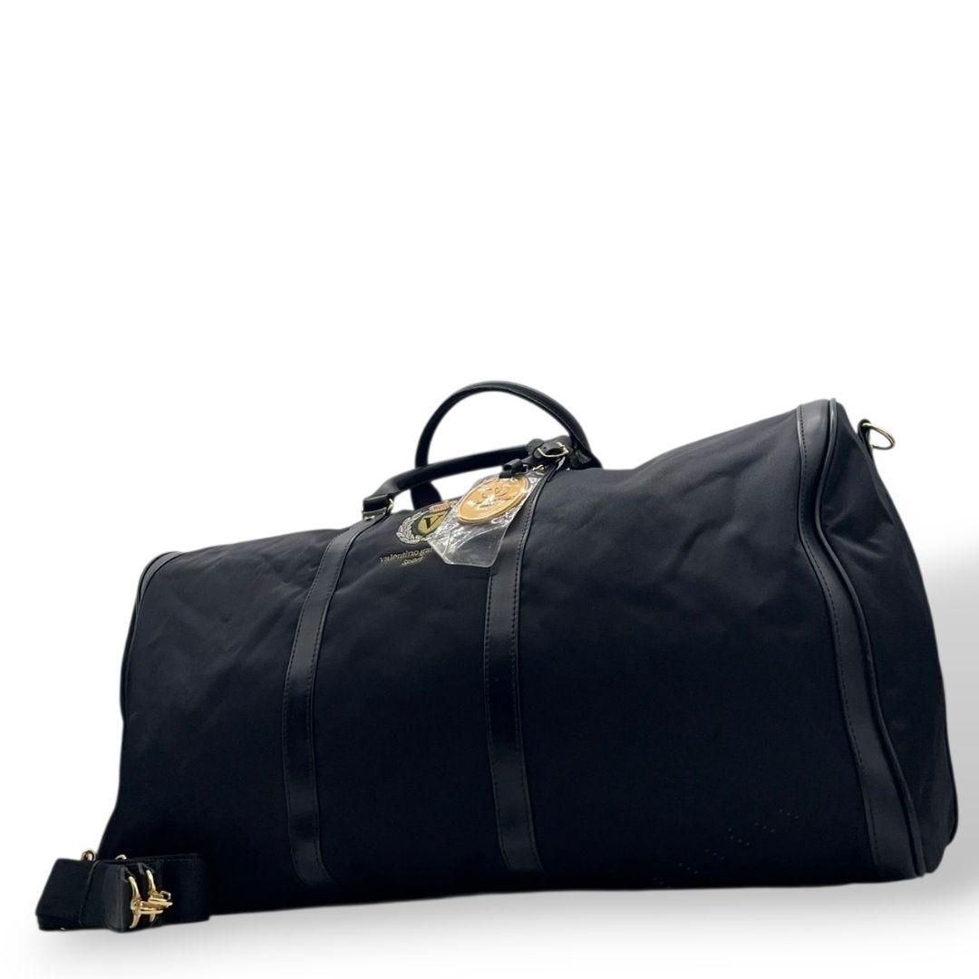 Valentino Garavani ブラックボストンバッグ ヴァレンティノガラヴァーニ ボストンバッグ 黒 Vロゴ 2way キャンバス